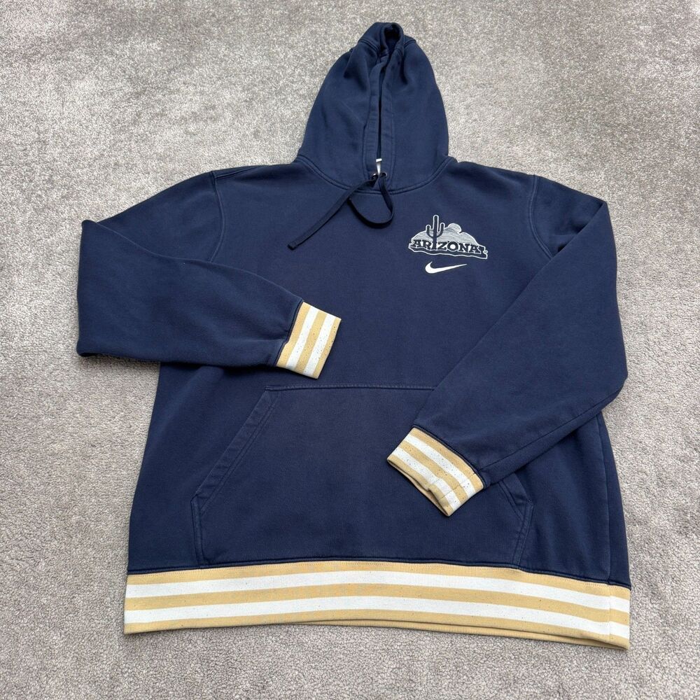Nike Arizona Wildcats Pullover Hoodie Men XL Navy Blue Embroidered Cactus Swoosh